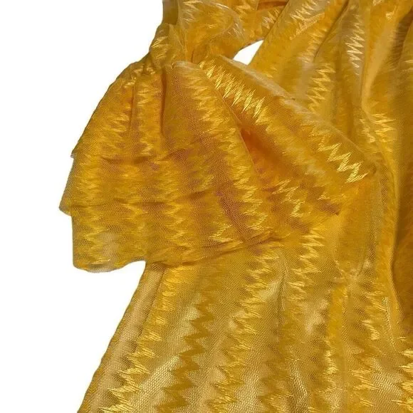 Lace overlay Sheer ZigZag Off Shoulder Pullover Minidress, L. Marigold! Volup! - Picture 7 of 16